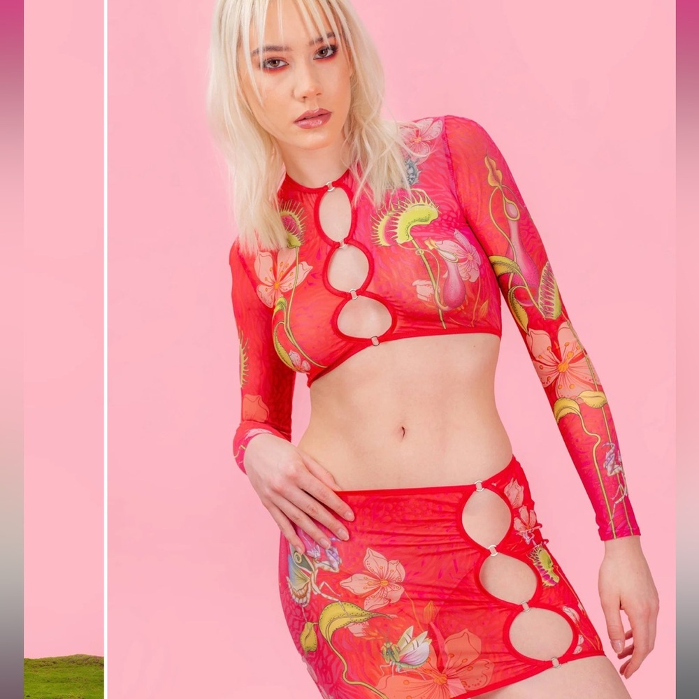 Burning Man/Festival Bandika Two piece Cutout Mesh Set